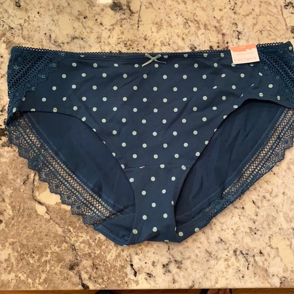 Lane Bryant Intimates & Sleepwear 416 Teal Polka Dot Cotton Hipster